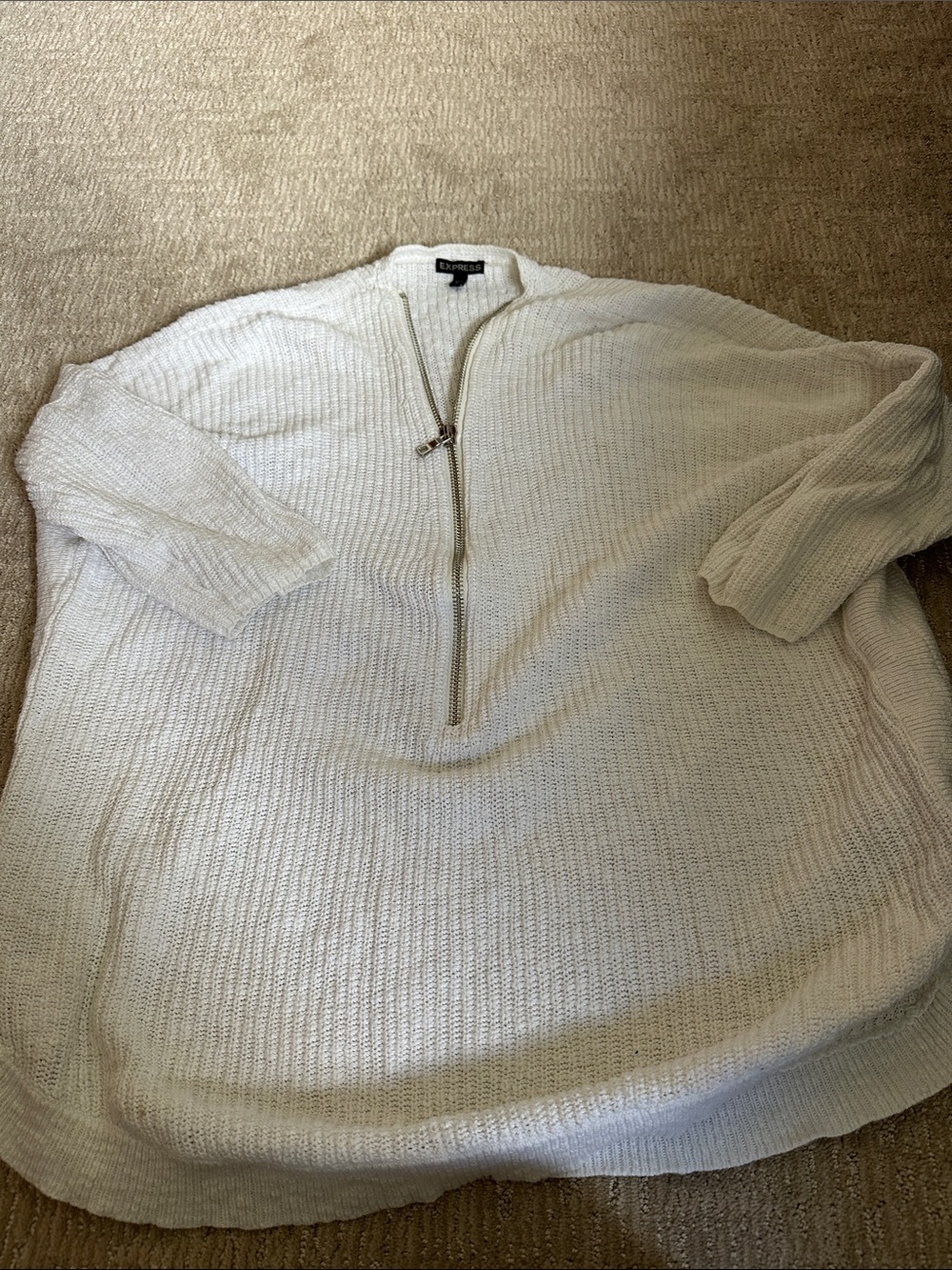 Express Cream Knit Half-Zip Sweater